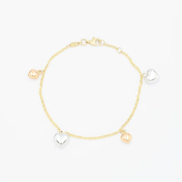 Pulsera de Oro 14k Diseño de Corazones Inflados mod. 9330