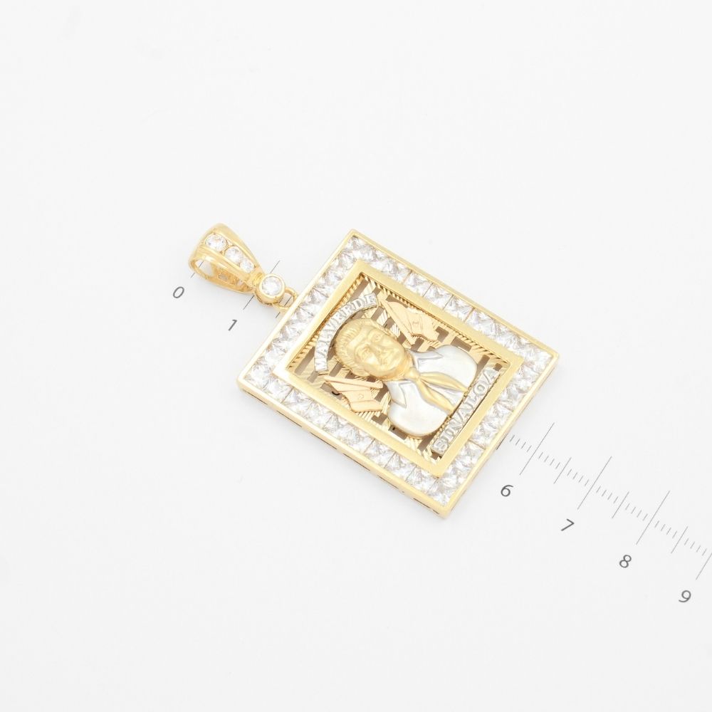 Dije de Oro 14k Diseño de Cuadro de Jesus Malverde mod. 9440