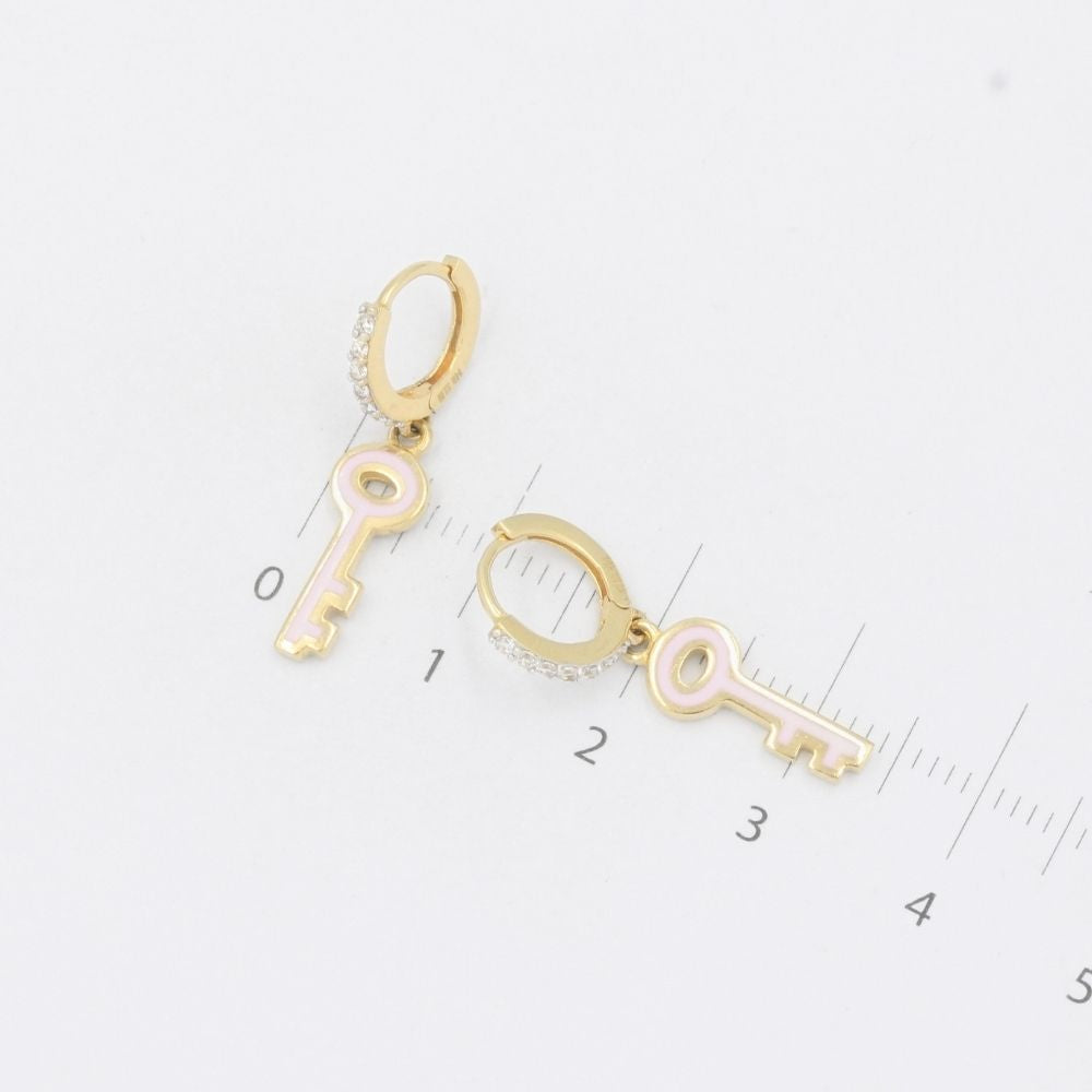 Grapa de Oro 14k Llaves con Esmalte Rosa de Diseño Inflado Hueco mod. 7852