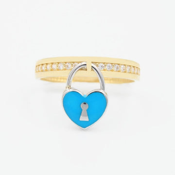 Anillo de Oro 14k con Colgante de Candado Corazón mod. 9084