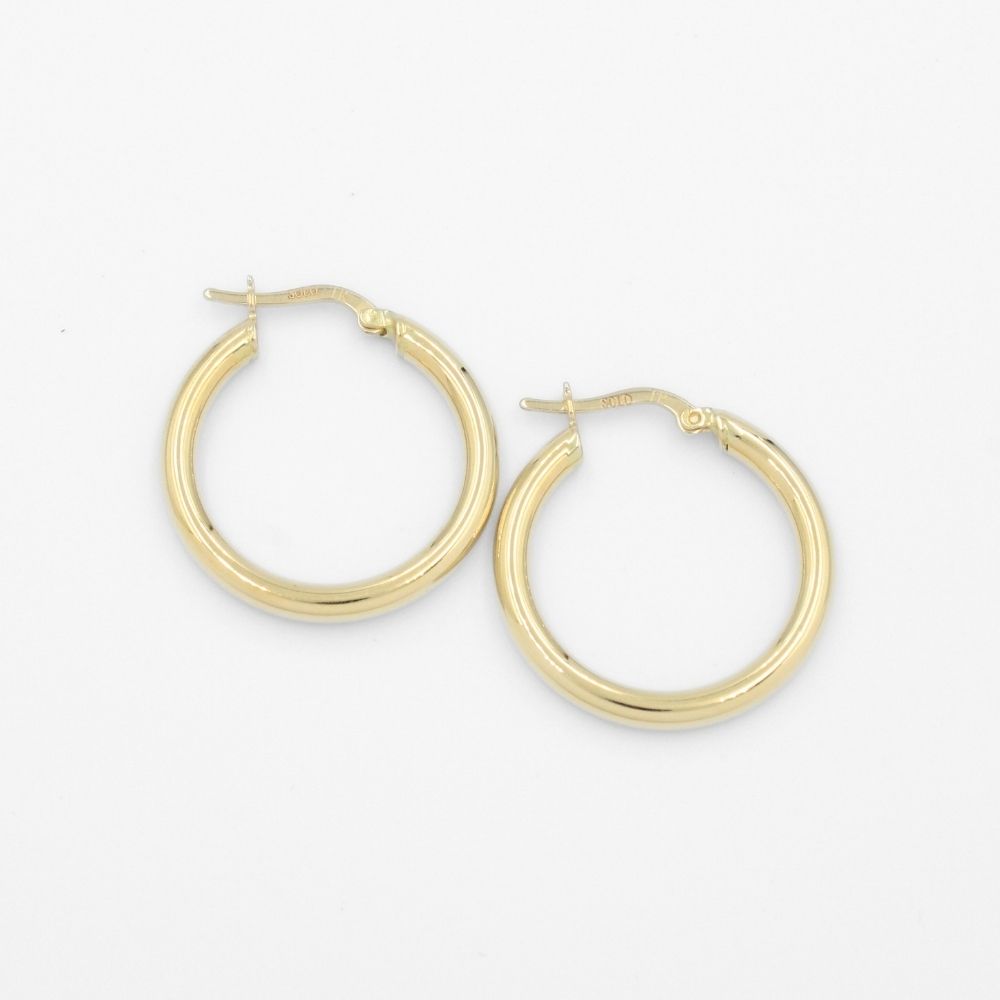Arracada de Oro 14k Diseño Hueco Redondo y Brillante mod. 9626