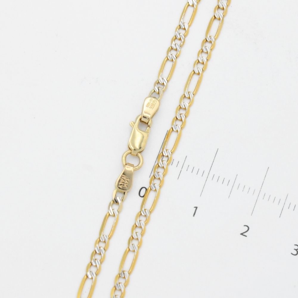 Cadena de Oro 14k Tejido 3x1 de Eslabón Brillante con Diamantado Blanco mod. 9811