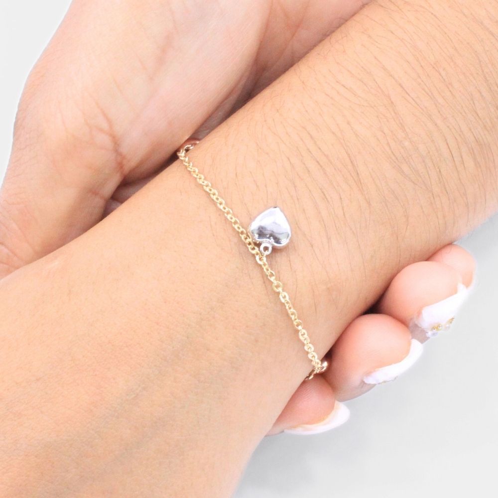 Pulsera de Oro 14k Diseño de Corazones Inflados mod. 9330