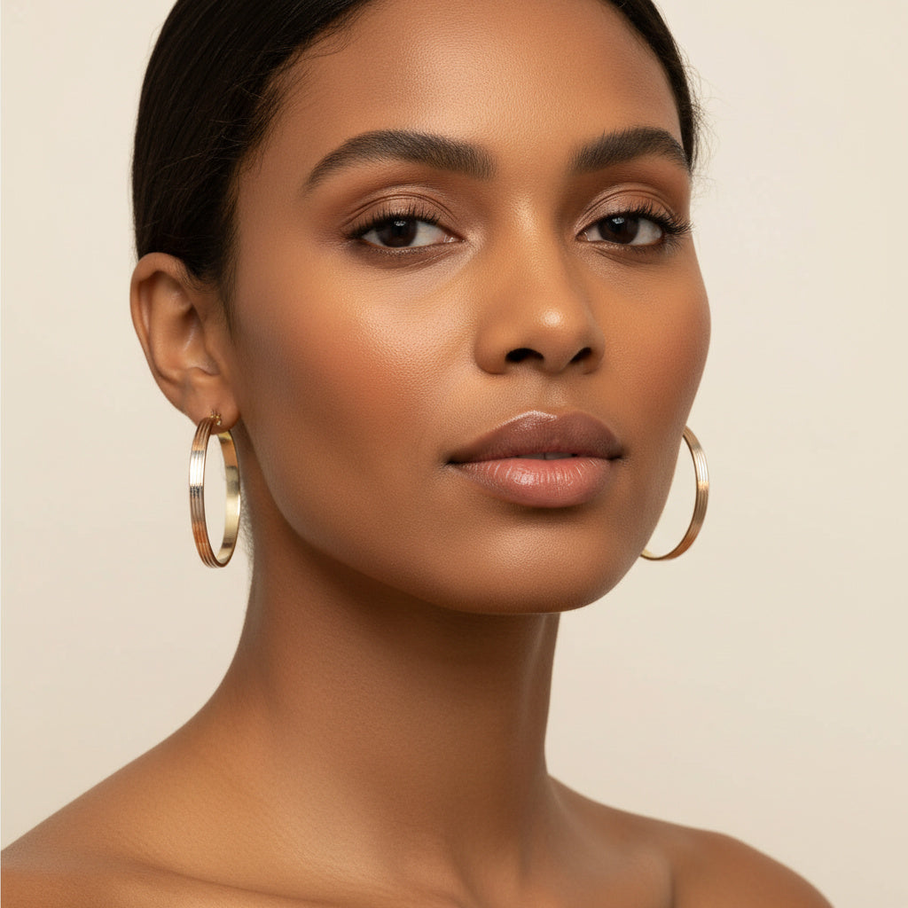 Arracada de Oro 14k de 3 Colores con Diseño Diamantado Especial mod. 10038