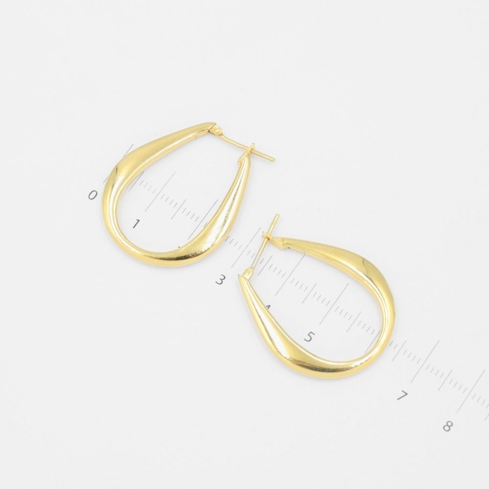 Arracada de Oro 14k Hueca con Diseño Semi Oval Especial mod. 8757