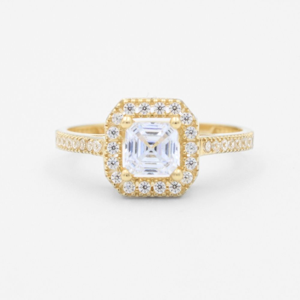 Anillo de Compromiso en Oro 14k con Zirconias Finas y Calado Elegante mod. 8782