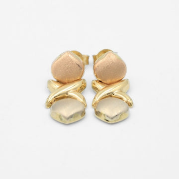 Arete de Oro 14k Diseño Hueco XO de Tono Ocre mod. 8616