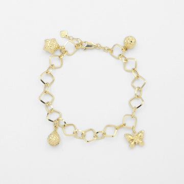 Pulsera de Oro 14k Diseño de Tejido Cuadrado Fino y Charms Diamantados mod. 9701