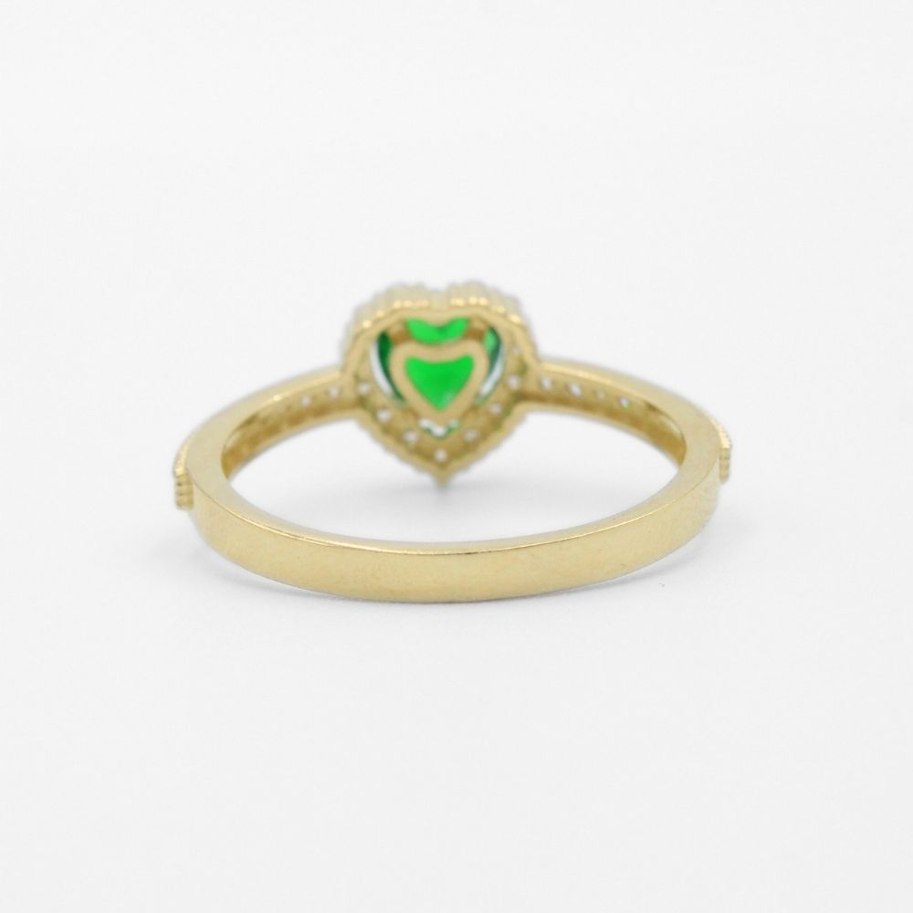 Anillo de Oro 14k Diseño Elegante con Zirconia de Corazón Detallado con Incrustación de Zirconias Brillantes mod. 9737