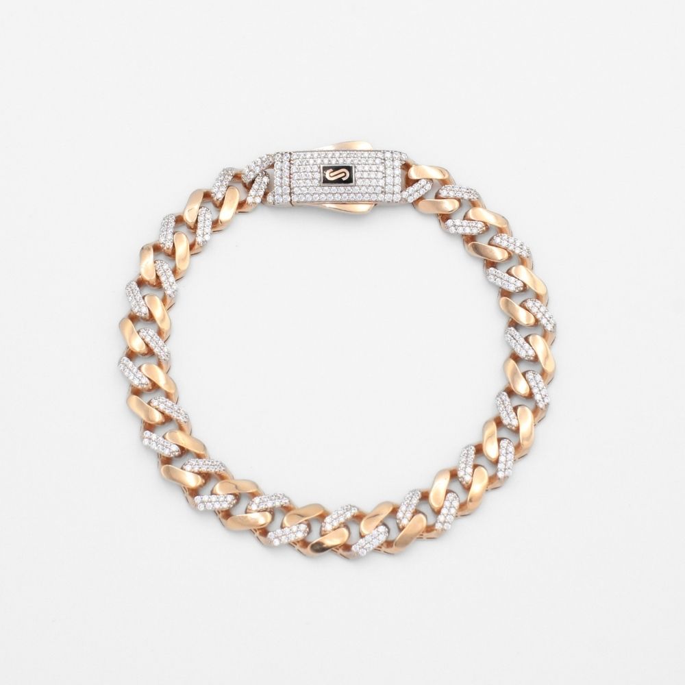 Pulsera Mónaco Chain 14k Modelo Edge de Broche Pavé con Incrustación Alt. de Swarovski mod. 9656