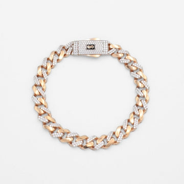 Pulsera Mónaco Chain 14k Modelo Edge de Broche Pavé con Incrustación Alt. de Swarovski mod. 9656