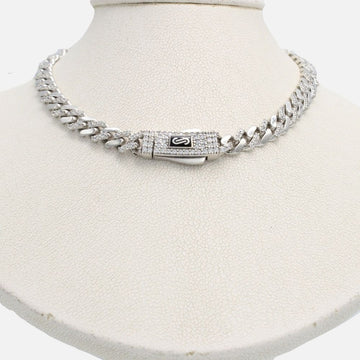 Cadena Monaco Chain 14k Modelo Classic Hueco Thin con Broche Pavé y Diseño Alt Pavé mod. 9670