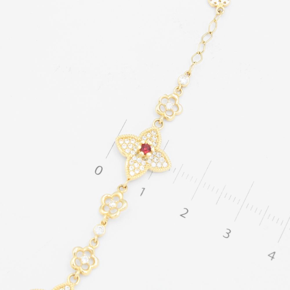 Pulsera de Oro 14k Diseño de Estrellas con Zirconias Blancas y Rojas mod. 9287