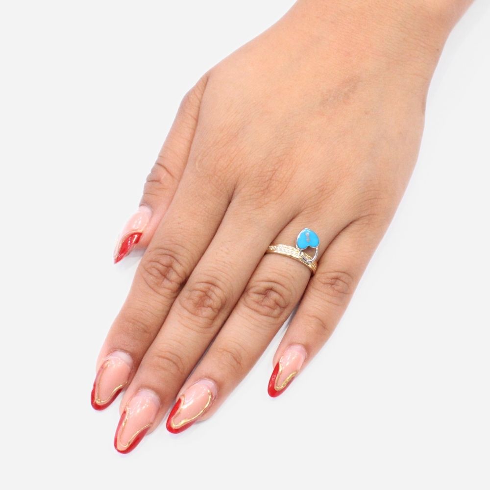 Anillo de Oro 14k con Colgante de Candado Corazón mod. 9084