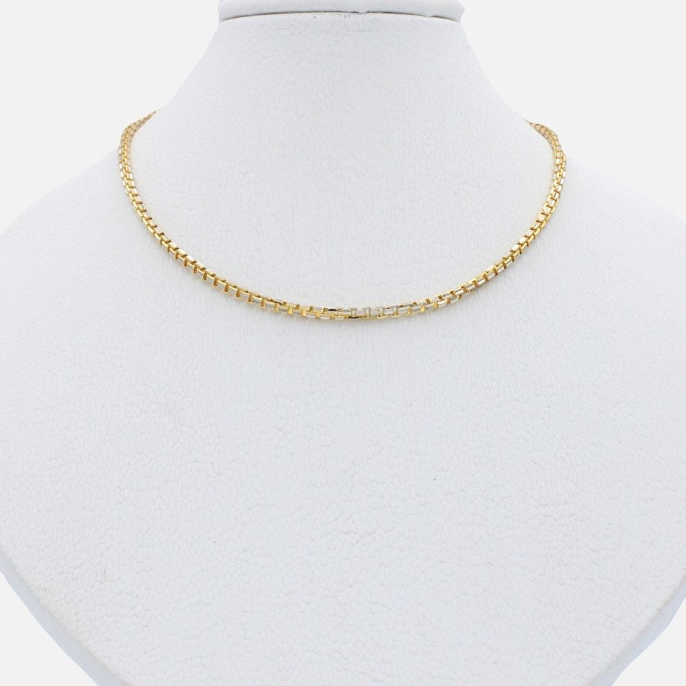 Cadena de Oro 14k Tejido de Cubo Especial con Diamantado Blanco mod. 9812