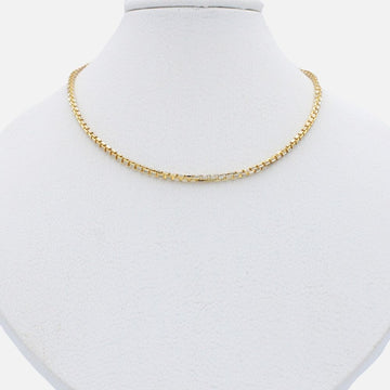 Cadena de Oro 14k Tejido de Cubo Especial con Diamantado Blanco mod. 9812