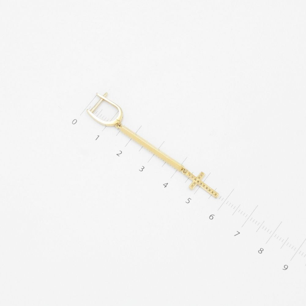 Grapa Larga de Oro 14k Barra y Cruz con Zirconias mod. 9096