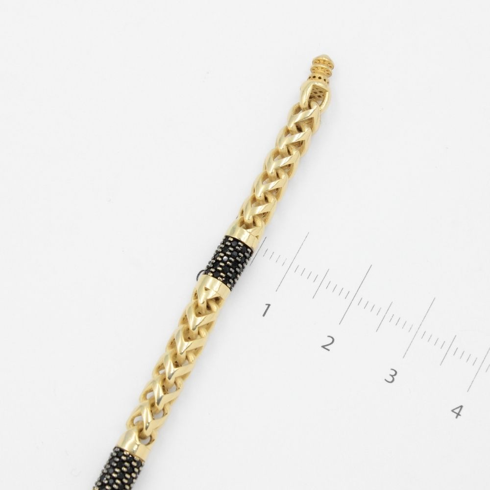 Pulsera Mónaco Chain 14k Modelo Rey Round Hueco con Broche Pavé mod. 8896