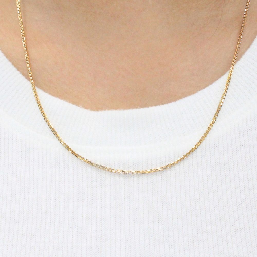Cadena de Oro 14k Tejido de Cubo Especial con Diamantado Blanco mod. 9812