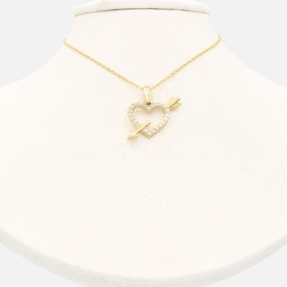 Gargantilla de Oro 14k Corazón Flechado Detallado con Zirconias mod. 9642
