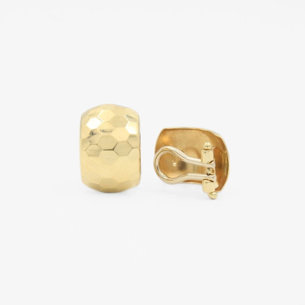Arete Broche Patente de Oro 14k con Diamantado de Colmena mod. 9117