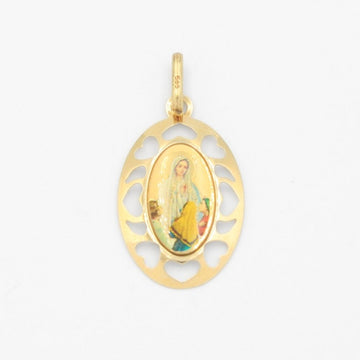 Medalla de Oro 14k Virgen de Fátima en Esmalte mod. 9529