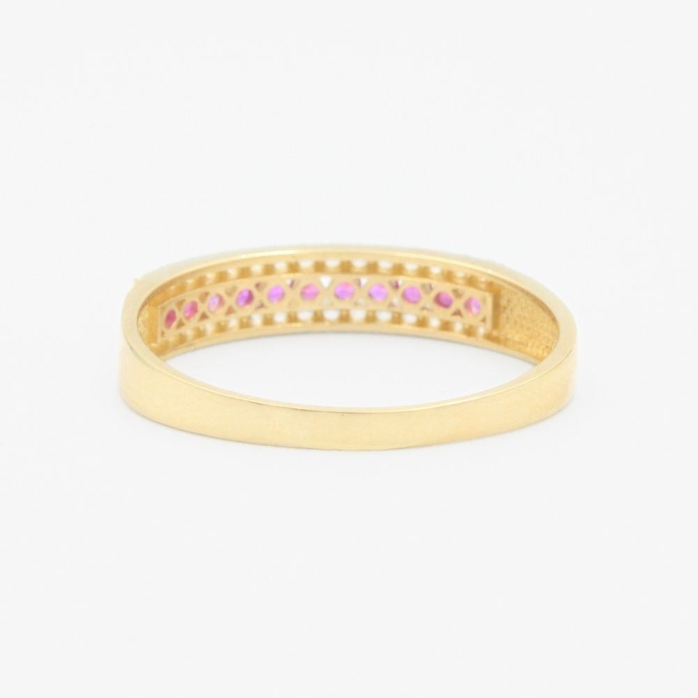 Coordinado de Oro 14k Diseño Churumbela con Zirconias Rojo Rubi mod. 8981
