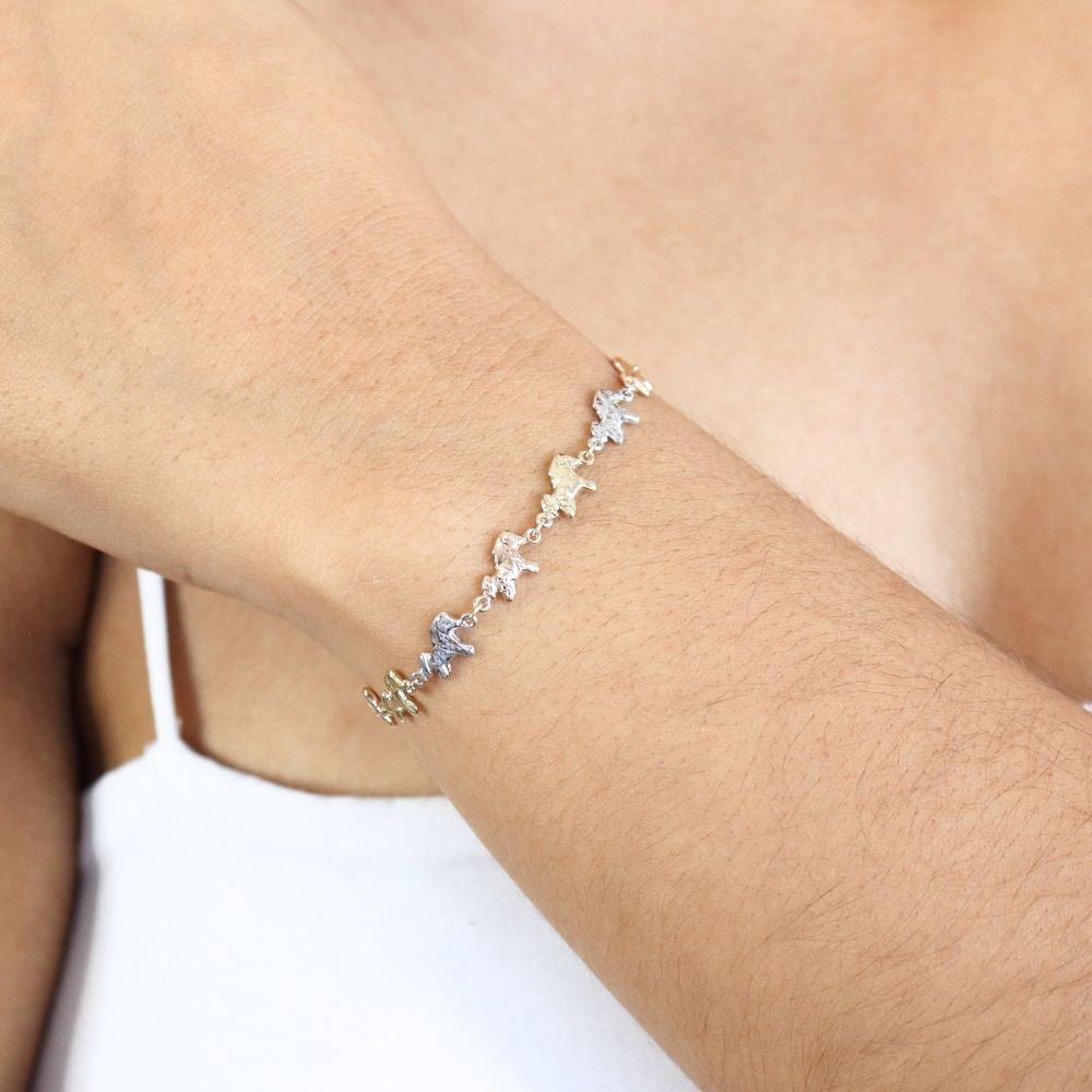 Pulsera de Oro 14k con Eslabones de Caballito Hueco mod. 4272
