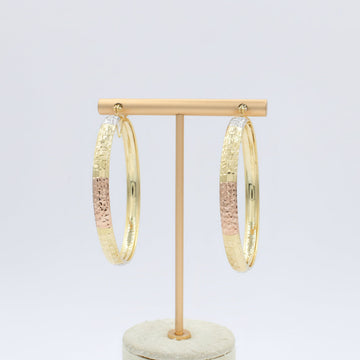 Arracada de Oro 14k de Diseño Fino con Diamantado Brillante en 3 Colores mod. 10039