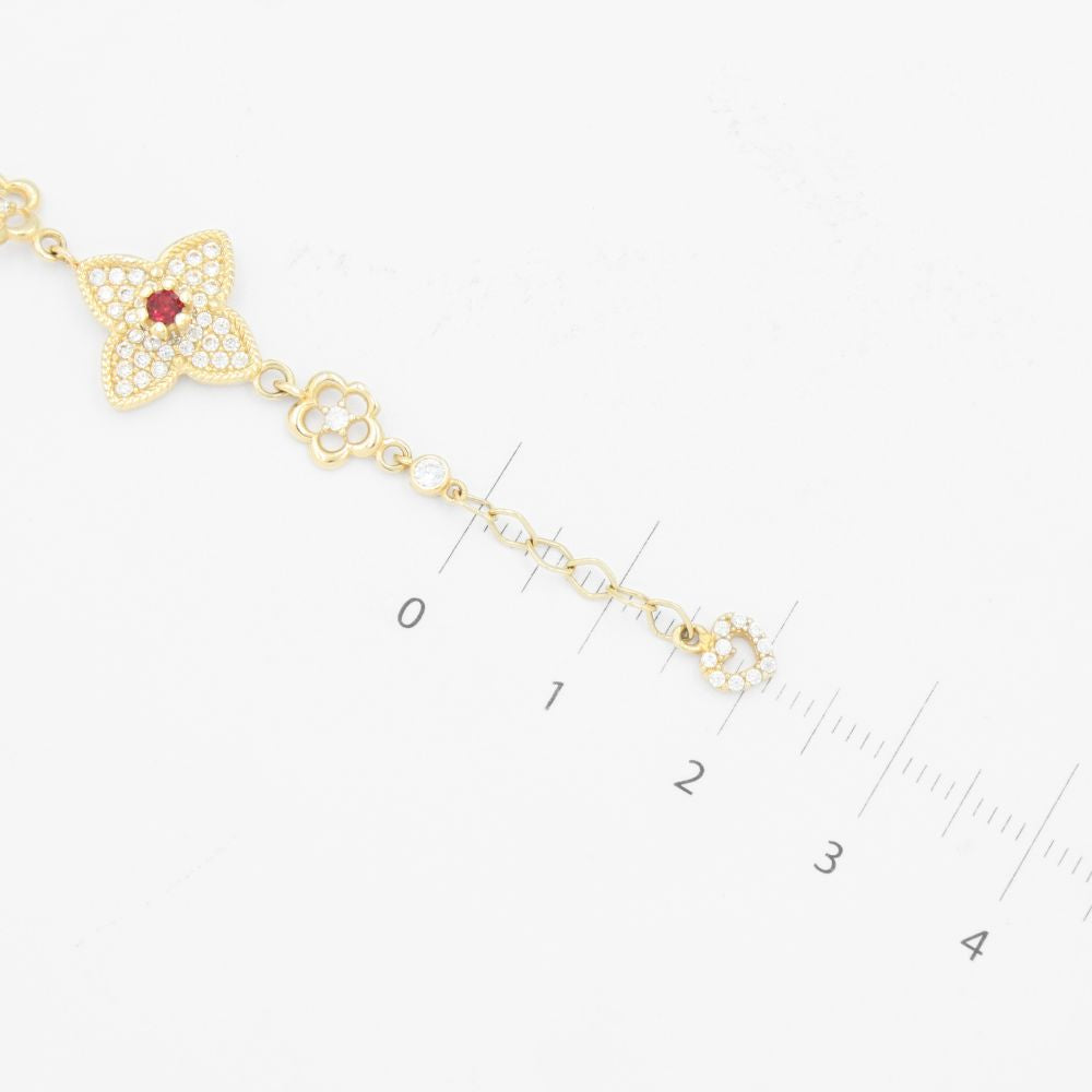 Pulsera de Oro 14k Diseño de Estrellas con Zirconias Blancas y Rojas mod. 9287
