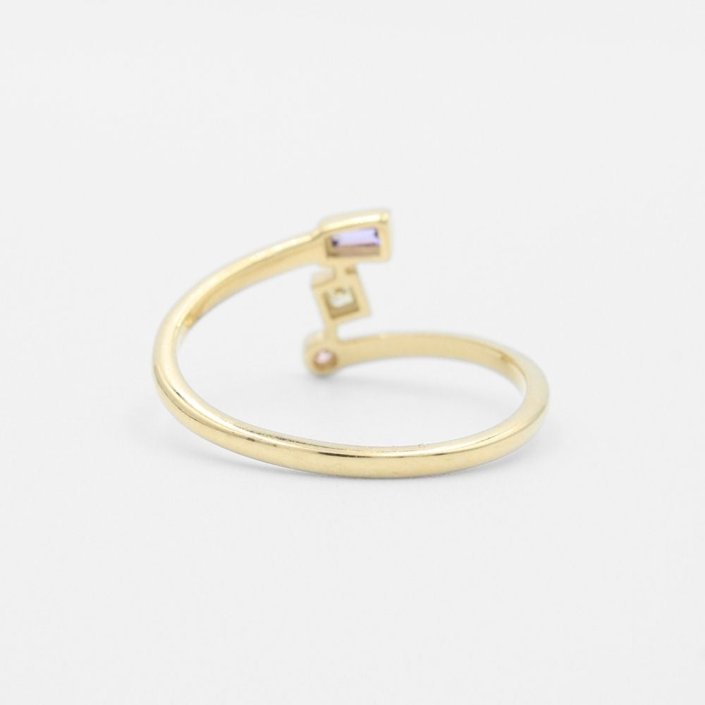 Anillo de Oro 14k Diseño Cruzado con Zirconias de Corte Fino mod. 9594