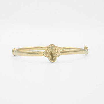 Aro de Oro 14k Modelo Electro Formado Hueco con Trébol Diamantado Central mod. 9751