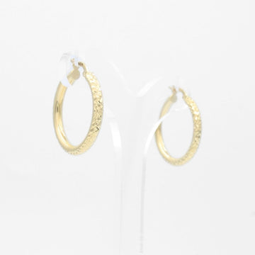 Arracada de Oro 14k Diseño Hueco Redondo con Diamantado mod. 9627