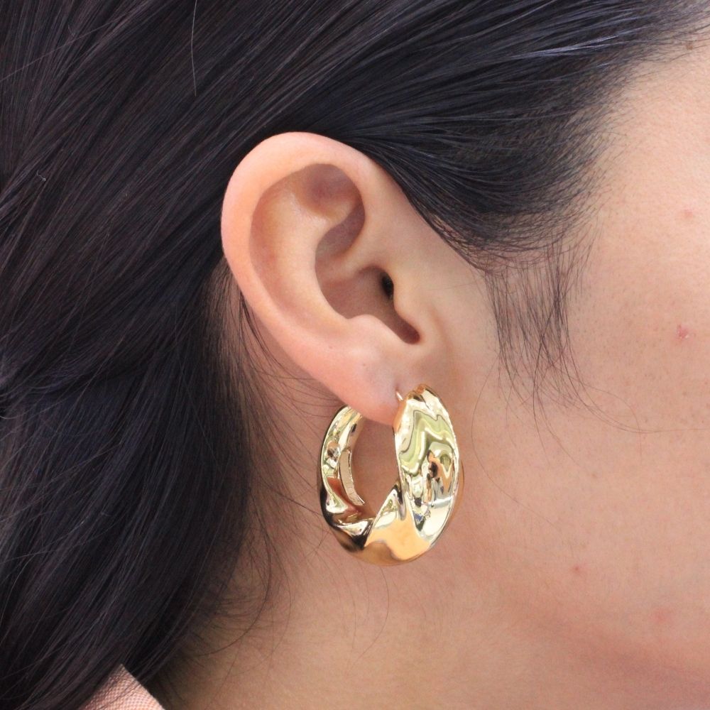 Arracada de Oro 14k Inflado de Estilo Graziella mod. 9285