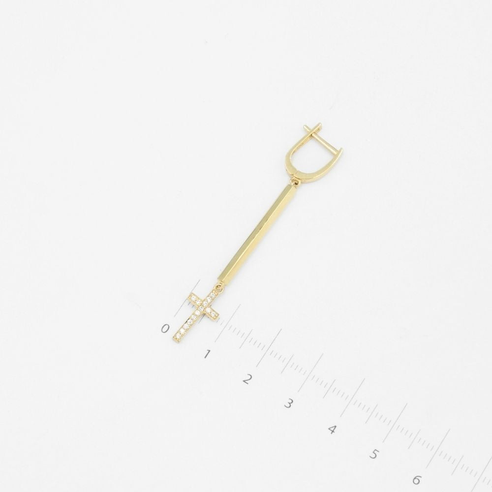 Grapa Larga de Oro 14k Barra y Cruz con Zirconias mod. 9096