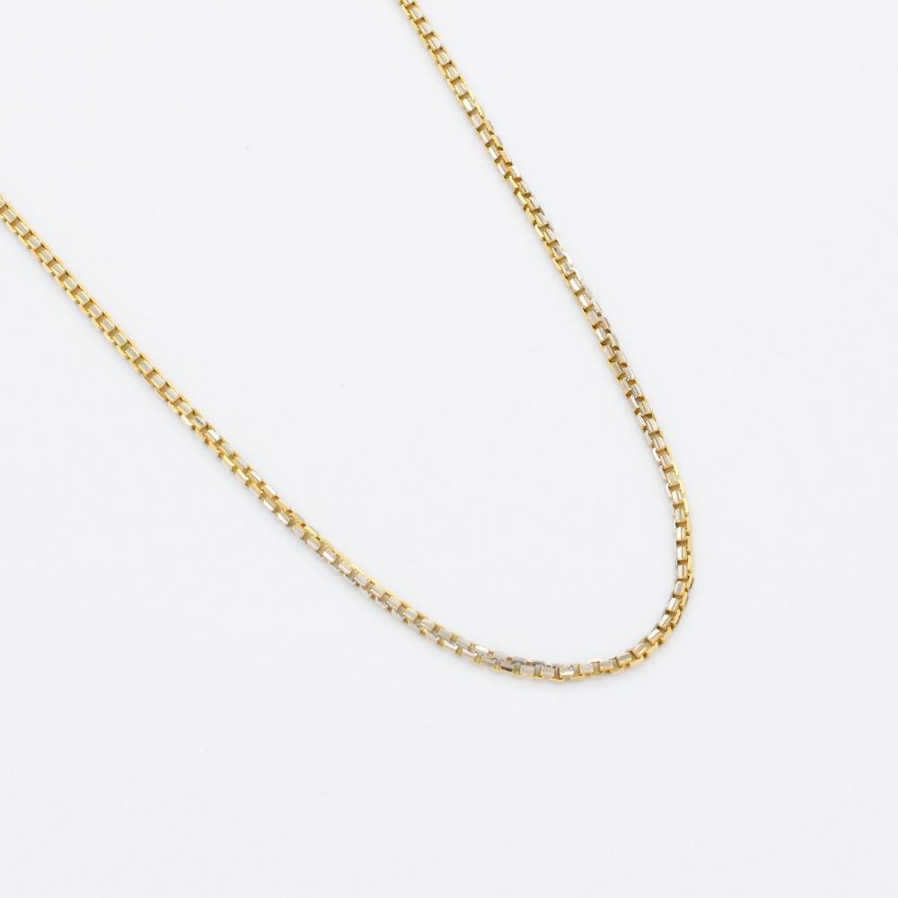 Cadena de Oro 14k Tejido de Cubo Especial con Diamantado Blanco mod. 9812