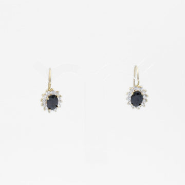 Arete con Broche Arillo de Oro 14k Flor de Zirconia Negra con Zirconias Brillantes mod. 9765