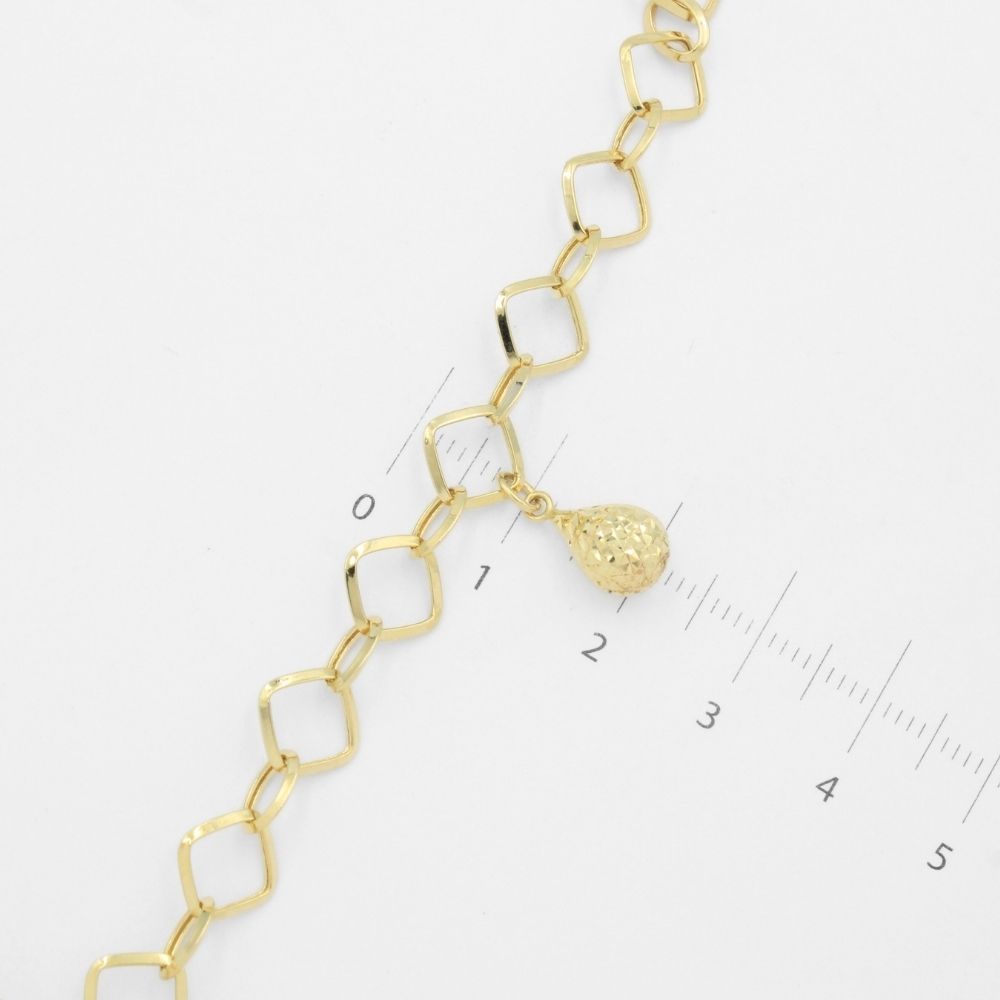 Pulsera de Oro 14k Diseño de Tejido Cuadrado Fino y Charms Diamantados mod. 9701