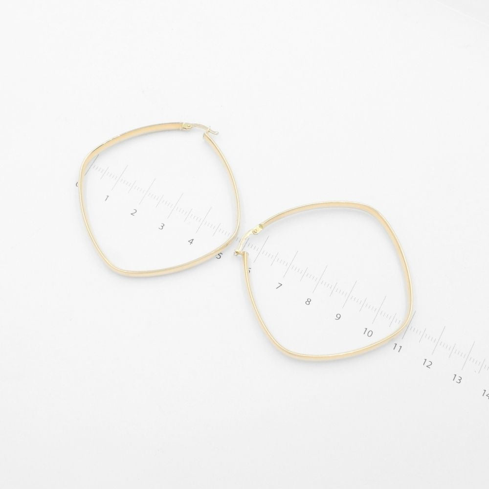 Arracada de Oro 14k con Diseño de Cuadrado Fino Estilo Hueco y Brillante mod. 9786