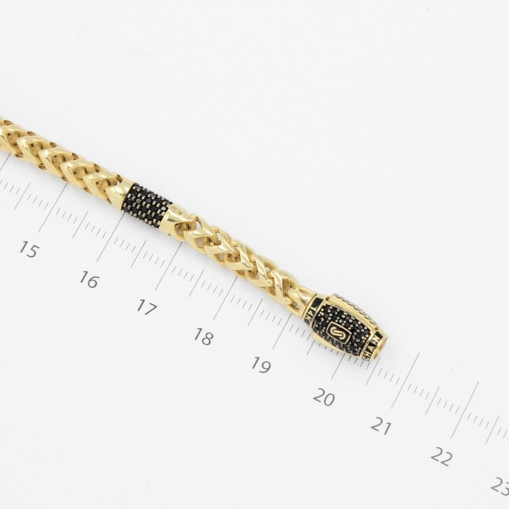 Pulsera Mónaco Chain 14k Modelo Rey Round Hueco con Broche Pavé mod. 8896