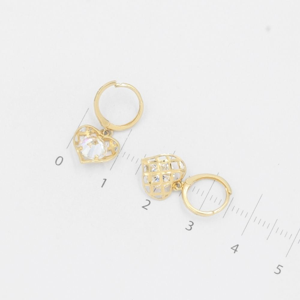 Grapa de Oro 14k Corazones Calados con Diamantado y Zirconia Fina mod. 7853