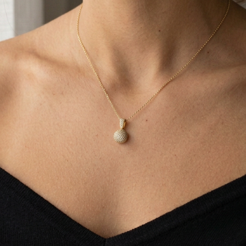 Dije de Oro 14k Media Bola de Fuego con Zirconias mod. 11222