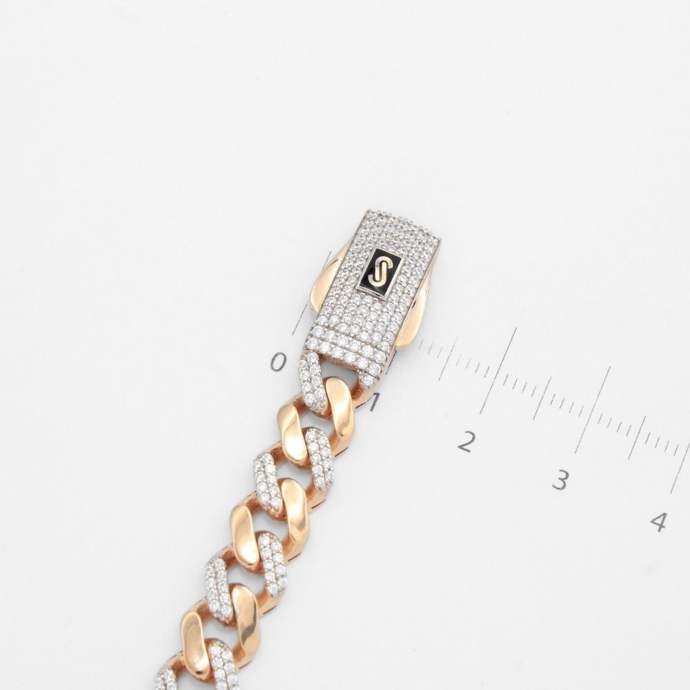 Pulsera Mónaco Chain 14k Modelo Edge de Broche Pavé con Incrustación Alt. de Swarovski mod. 9656