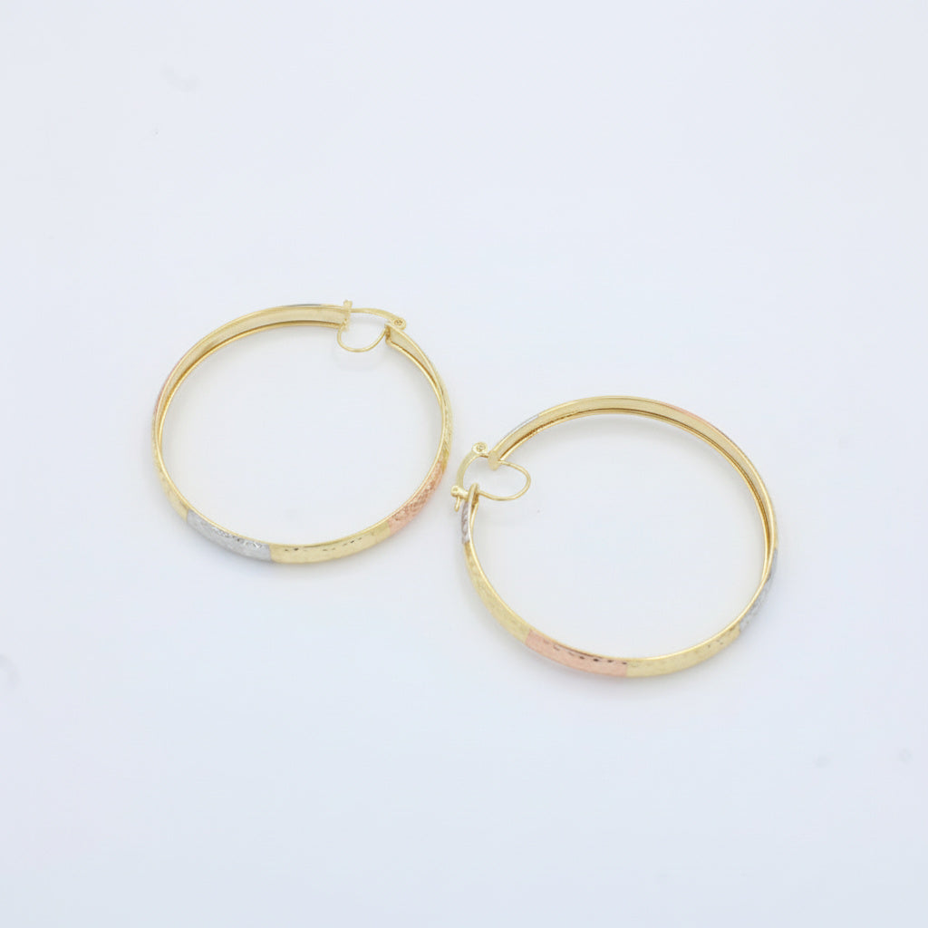 Arracada de Oro 14k de Diseño Fino con Diamantado Brillante en 3 Colores mod. 10039