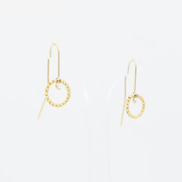Arete Largo de Oro 14k Círculo de Esferas Diamantadas con Zirconia Fina mod. 9097