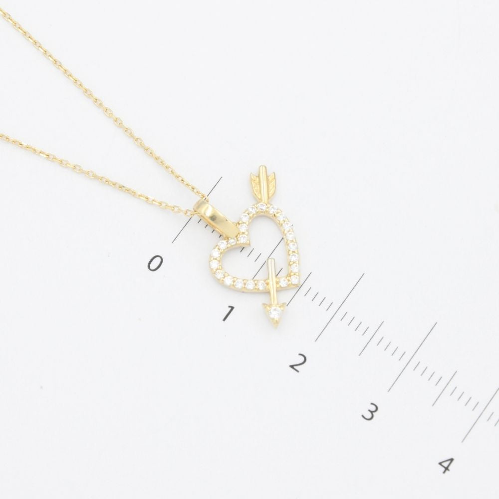 Gargantilla de Oro 14k Corazón Flechado Detallado con Zirconias mod. 9642
