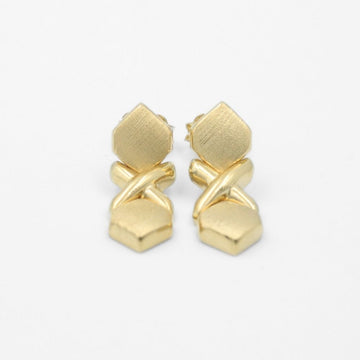 Arete de Oro 14k Diseño Hueco XO Amarillo de Tono Brillante y Mate mod. 8617