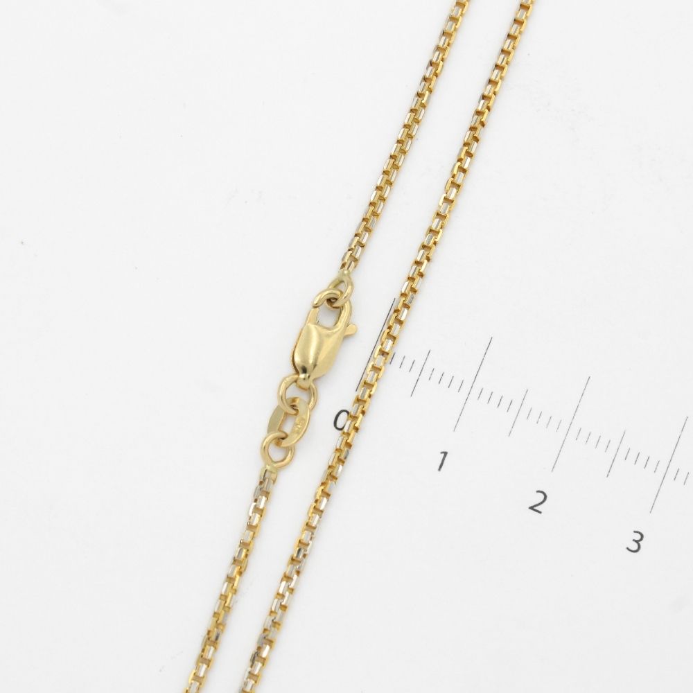 Cadena de Oro 14k Tejido de Cubo Especial con Diamantado Blanco mod. 9812