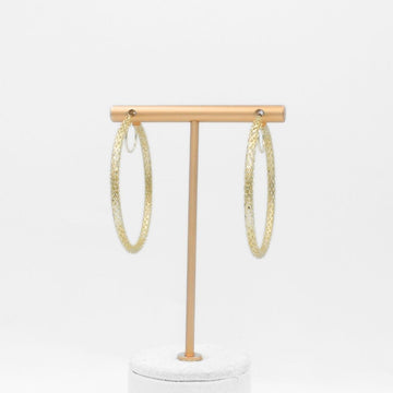 Arracada de Oro 14k Diseño Redondo y Calado de Estilo Brillante y Fino mod. 9787