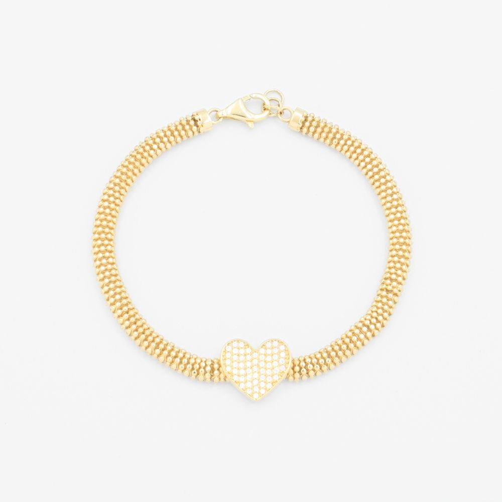 Pulsera de Oro 14k Tejido Tipo Pop Corn con Zirconias mod. 9288